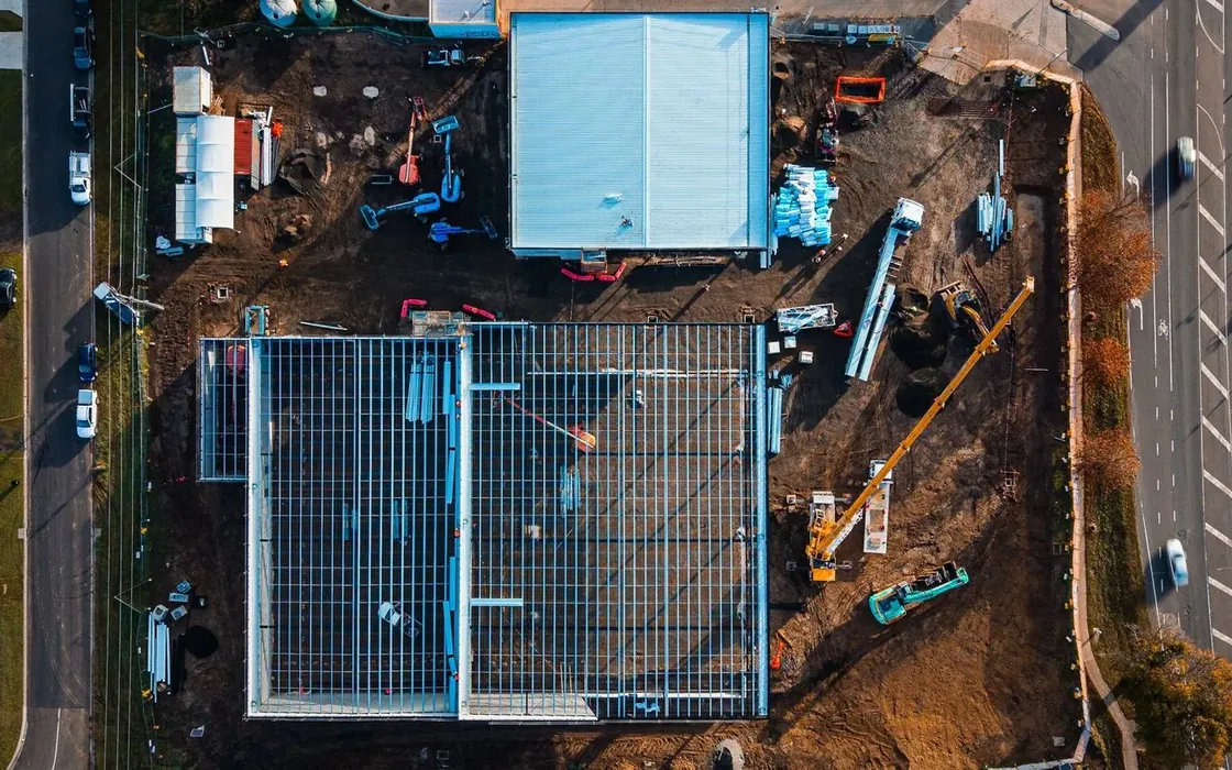 Aerial view of the Kia Kilmore dealership build under construction for Profect1 Group